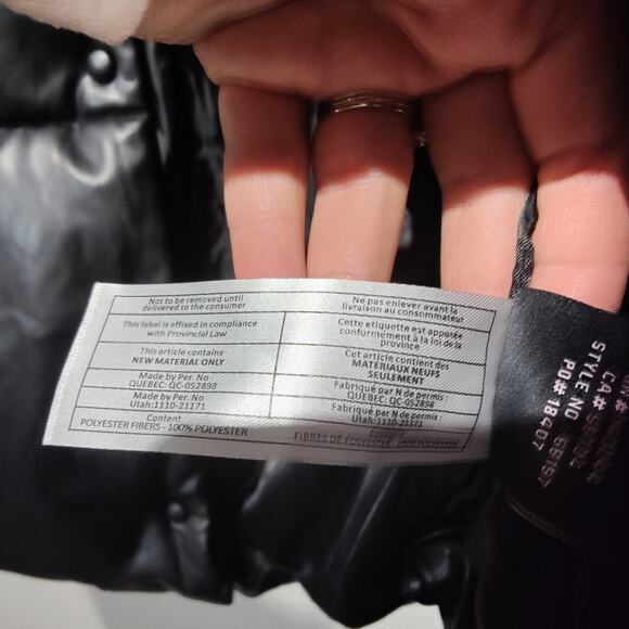 Avec les Filles With the Girls Sz XL Black Faux Leather Puffer Coat Oversized - Picture 5 of 8